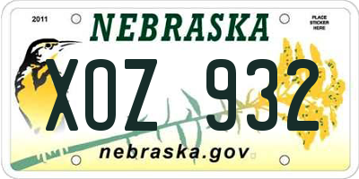 NE license plate XOZ932