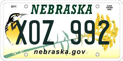 NE license plate XOZ992