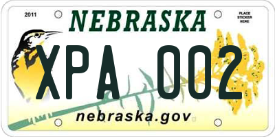 NE license plate XPA002