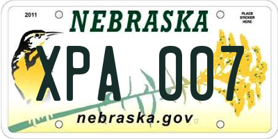 NE license plate XPA007