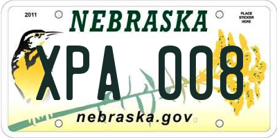 NE license plate XPA008