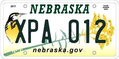 NE license plate XPA012