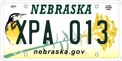 NE license plate XPA013