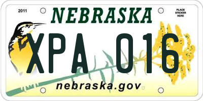 NE license plate XPA016