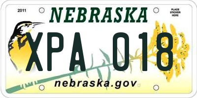 NE license plate XPA018