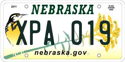 NE license plate XPA019
