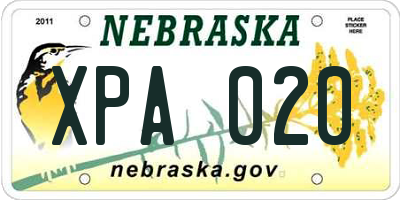 NE license plate XPA020