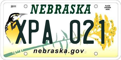 NE license plate XPA021