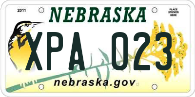 NE license plate XPA023