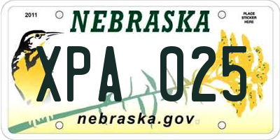NE license plate XPA025