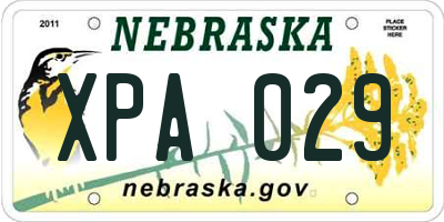 NE license plate XPA029