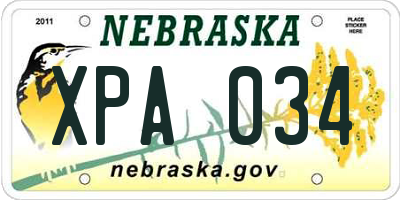 NE license plate XPA034