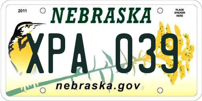 NE license plate XPA039