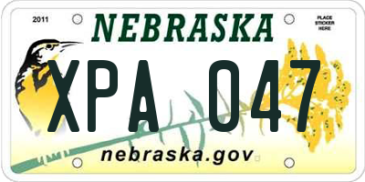 NE license plate XPA047