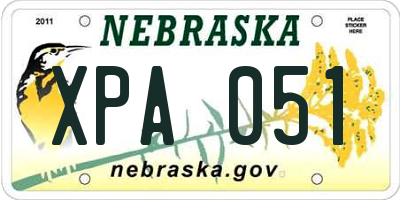 NE license plate XPA051