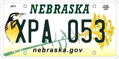 NE license plate XPA053
