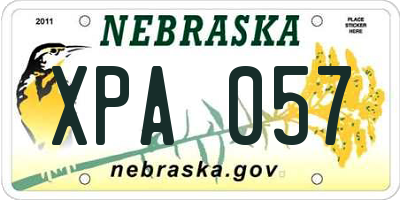 NE license plate XPA057