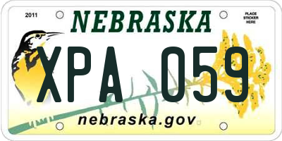 NE license plate XPA059