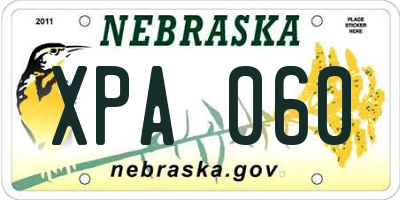 NE license plate XPA060