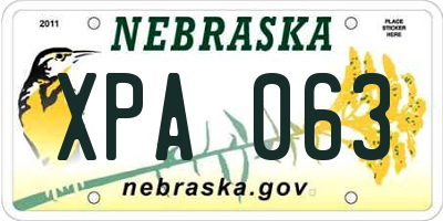 NE license plate XPA063
