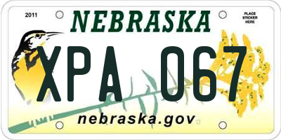 NE license plate XPA067