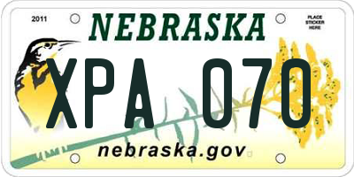 NE license plate XPA070