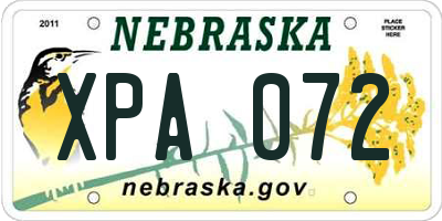 NE license plate XPA072