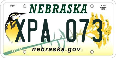 NE license plate XPA073