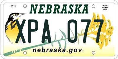 NE license plate XPA077