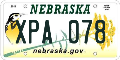 NE license plate XPA078