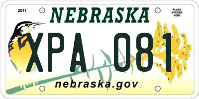 NE license plate XPA081