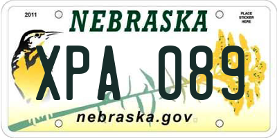 NE license plate XPA089
