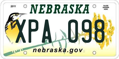NE license plate XPA098