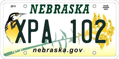 NE license plate XPA102
