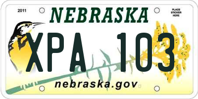 NE license plate XPA103
