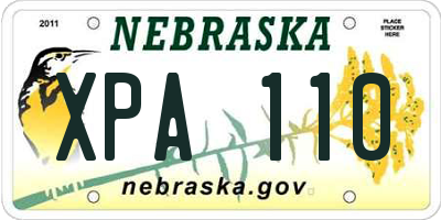 NE license plate XPA110