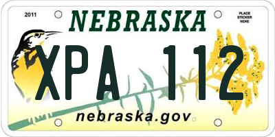 NE license plate XPA112