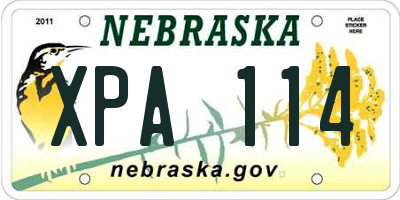 NE license plate XPA114