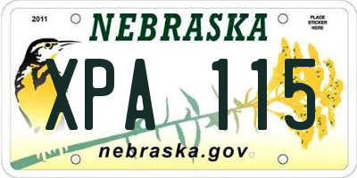 NE license plate XPA115