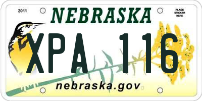 NE license plate XPA116