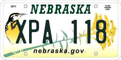 NE license plate XPA118