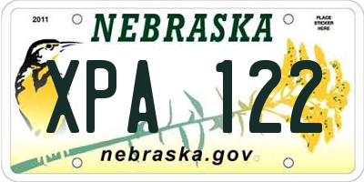 NE license plate XPA122