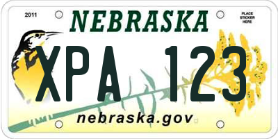 NE license plate XPA123