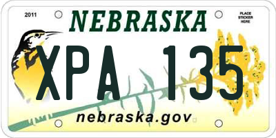 NE license plate XPA135