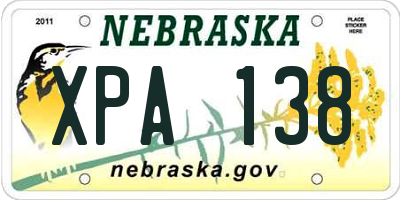 NE license plate XPA138
