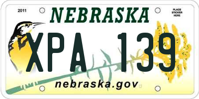 NE license plate XPA139