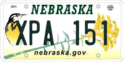 NE license plate XPA151