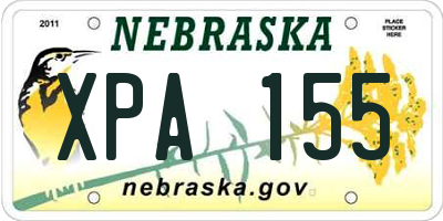 NE license plate XPA155