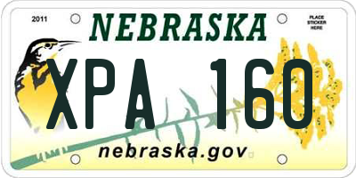 NE license plate XPA160