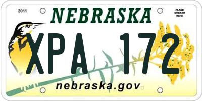 NE license plate XPA172